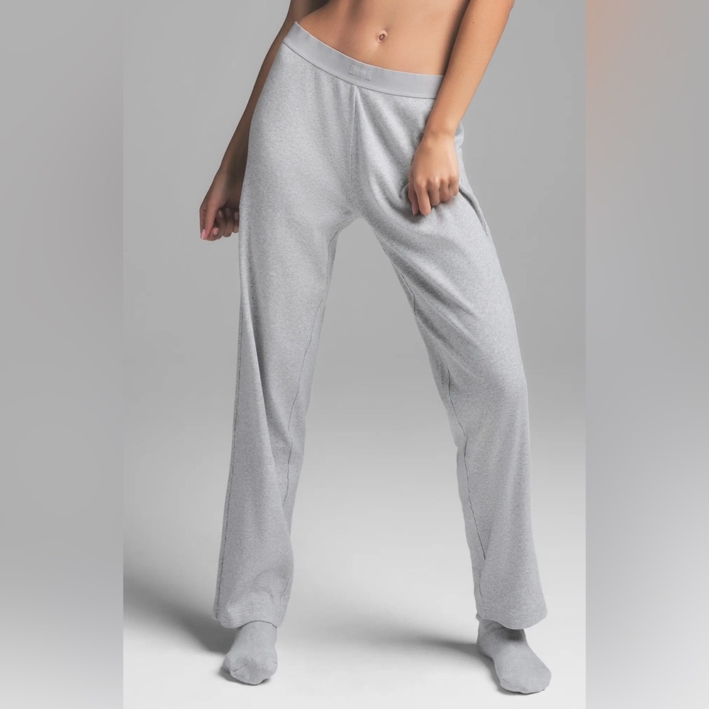 NWT SKIMS Light Heather Grey Cotton Rib Pant size small